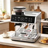 Machine à café expresso électrique commerciale Anbolife Premium 58 mm avec moulin, débitmètre, contrôle de température PID, porte-filtre, 1500 W