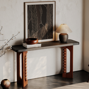 <b>Console</b> Table 59 Inch Wood Long Sofa Table Behind Couch Narrow Hallway Accent Table Unique Design - Product Image 3