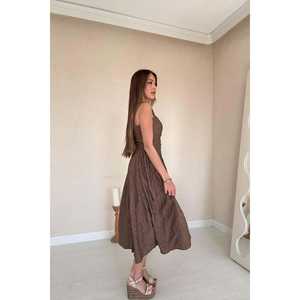 Vestidos de Fiesta al por Mayor, Silueta Ajustada, Fruncido Lateral, Copas en el Busto, Mangas Cortas, Cuello Halter, Material Spandex, Estampado Plisado - Product Image 1