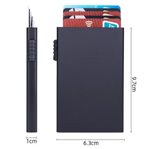 Various Colors Portable RFID Blocking Card Case Slim Aluminum Pop Up Card Holder Minimalist Metal Wallet For Men