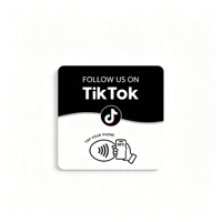 Carte NFC en acrylique pour avis TikTok, carte NFC NTAG213 120x120mm passive réinscriptible, appuyez pour laisser un avis sur le magasin du commerçant