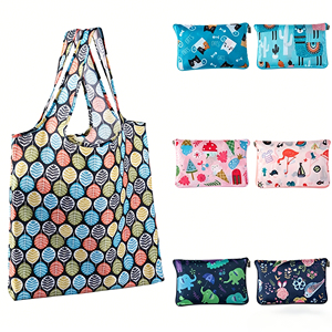 Reusable Grocery Shopping <b>Bags</b> <b>Foldable</b> Tote <b>Bags</b> with Attached Pouch Machine Washable Nylon Shopping Totes for Groceries Travel - Product Image 1