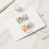 Faux ongles en amande faits à la main W684 – Kit de gel décoratif pour salon et soirées