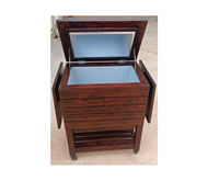 Chariot de refroidissement en bois sur roulettes personnalisé pour patio, glacière extérieure de 54 litres, chariot de bar à boissons