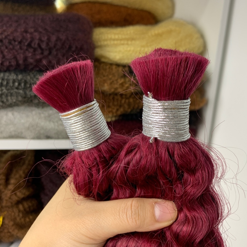 KAMA Boho Braids Human Hair Extensions Body Wave Curl Crochet Bulk Human Hair Bundles Without Weft for Braiding Detail Section 6