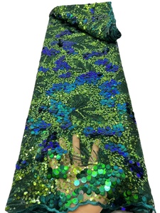 Tela de encaje con lentejuelas grandes, bordado 3D de lujo, malla francesa con cuentas, gasa suiza, encaje de secuencia para vestido de fiesta - Product Image 4
