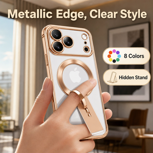Funda Magnética Delgada Antipolvo para Teléfono con Soporte, Personalizada con Logo OEM al por Mayor para <span class=keywords><strong>iPhone</strong></span> 17 16 15 14, de TPU y PC, Directo de Fábrica - Product Image 1