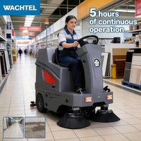 Balayeuse autoportée à rétraction automatique des brosses, anti-collision des brosses latérales, pour passages de entrepôts
