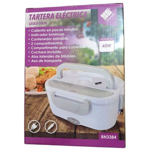 Lonchera eléctrica de 40W con doble compartimento, tapa y cuchara para uso en casa y en el coche. - Product Image 1