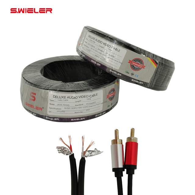 Professional Low Noise Flexible Rca Audio Cable 2core Hifi Speaker Cable 2rca Car Audio Wire Ofc Pure Copper Rca Cable 100M/Roll