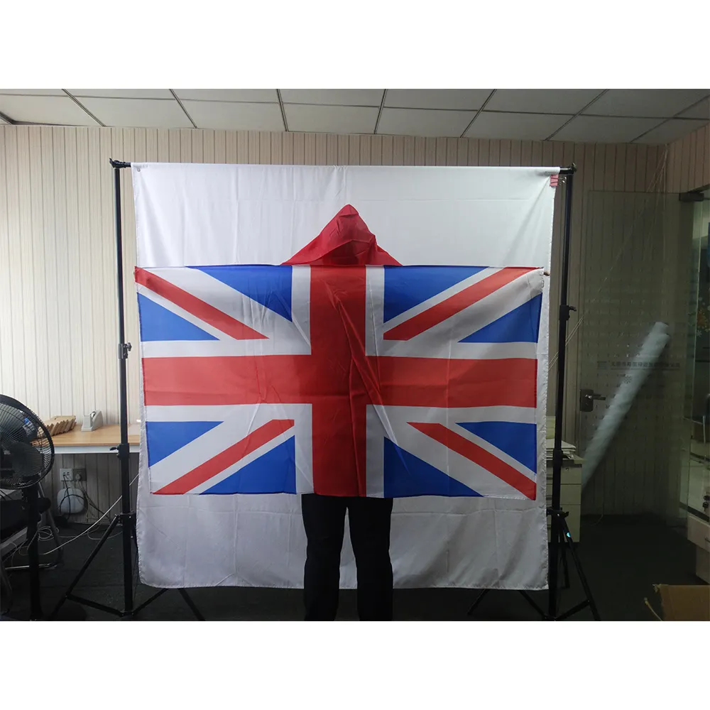 150x90cm Custom Size Logo Cheering Fan Cape Body Flag UK Federal States National Shawl Flag for Football Events Sports Games
