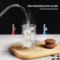 Tasse à café en verre borosilicate à double paroi HIGHWIN avec poignée, isolée thermiquement, pour espresso, latte, thé, lait, café