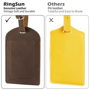 Wholesale Crazy Horse Leather Leather Premium Luggage <b>Tag</b> Solid Pattern Luggage <b>Tags</b> for Suitcases ID <b>Tags</b> & <b>Bag</b> <b>Tags</b> - Product Image 3