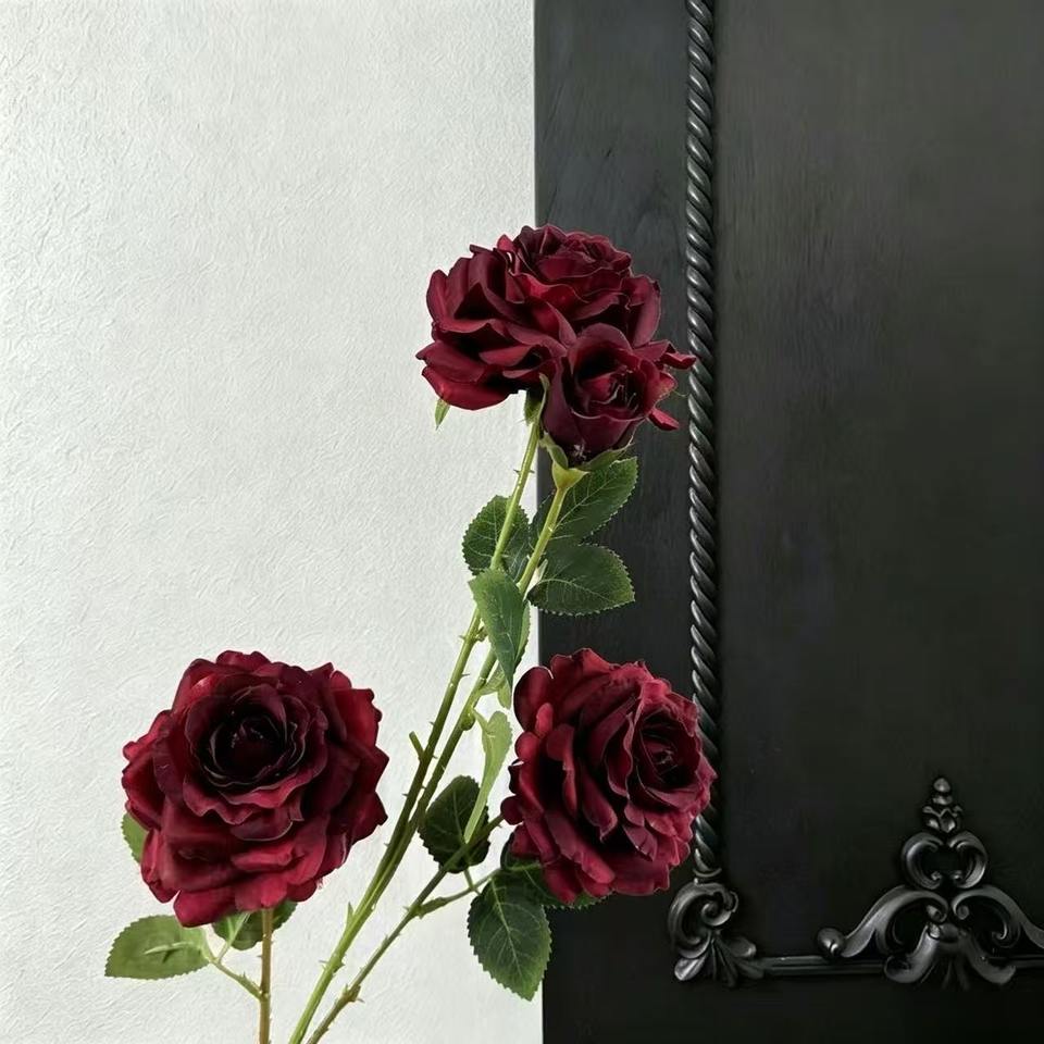 Premium 4 Heads Rose Artificial Flower Wedding Scene Decor Floral ...