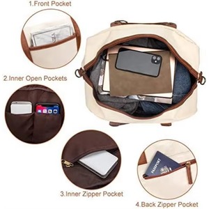 Sacs de voyage personnalisés en toile pour femmes, sacs de week-end, sacs de nuit, vente en gros, usine BSCI - Product Image 4