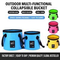 Seau pliable personnalisé avec logo, 20L, rose et noir, ouverture supérieure, sangle, PVC imperméable, camping en plein air, voyage