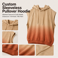 IKDEER Gilet de survêtement sans manches unisexe surdimensionné, dégradé, effet délavé vintage, avec ourlet brut aux emmanchures des bras, pour superposition, personnalisable en gros