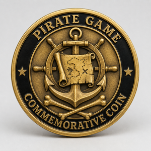 Monedas Conmemorativas de Alta Calidad del Fabricante, Esmaltadas y Fundidas a Medida, con Diseño 3D de Barco Pirata, Juego de Tesoros y Desafío, en Metal Dorado - Product Image 2