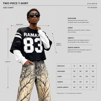 RAMAX T-shirt deux pièces oversize à épaules tombantes, streetwear, t-shirt graphique vintage pour homme, vente en gros, fournisseur d'usine