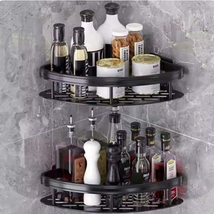 <strong>Metal</strong> No-Drill Wall Mount Bathroom Storage Rack Corner Shower <strong>Shelf</strong> with Holder Easy Install Bathroom <strong>Shelves</strong>