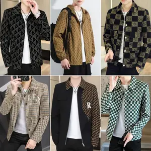 Jaket kotak-kotak kasual pria, jaket trench jala kualitas tinggi, jaket top mewah untuk pria