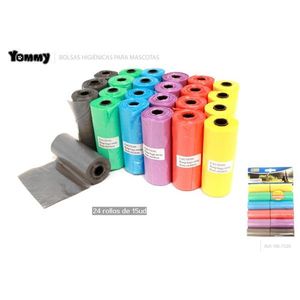 Bolsas para Desechos de Mascotas Yommy, 24 Rollos de 15 Unidades, Coloridas, para Perros y Gatos - Product Image 1