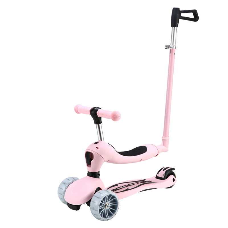 3-х колесные скутеры с мигающим светом, 3 в 1, детский складной скутер, детский скутер с регулируемым нажимным стержнем