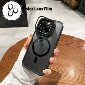 Ốp lưng iPhone 16 Pro Max, giá đỡ ống kính trong suốt, chất liệu acrylic, hút từ tính, mạ điện, bảo vệ, kèm giá đỡ điện thoại, tương thích với iPhone 15 - Product Image 5