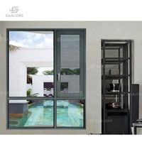 Aislamiento a prueba de viento Doble acristalamiento Aluminio Exterior a interior Ventana abatible