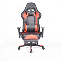 Chaise de bureau pour jeux vidéo en cuir noir et rouge avec éclairage RGB, inclinable, avec repose-pieds et Bluetooth