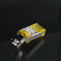 Vente directe du fabricant Transparent jaune RJ45 8P8C carte crochet queue Clip bouclier cristal tête connecteur accessoire
