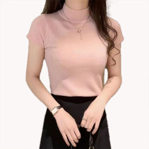 Pull en maille à col roulé mi-haut pour femmes, couche de base d'été, pull personnalisable, coupe ajustée, silhouette flatteuse, débardeur court, vêtement extérieur - Product Image 3