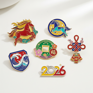 Bán Buôn Biểu Tượng Tùy Chỉnh Ve Áo Trâm Kim Loại Vui Men Huy Hiệu Chinses Năm Mới Động Vật Ngựa Quần Áo Pin - Product Image 2
