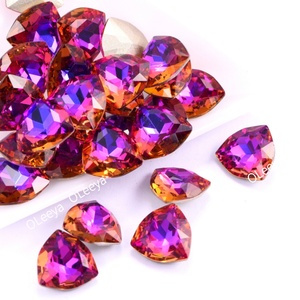 Strass triangulaire épais OLeeya en verre K9, 12 mm, avec dos en feuille, cristal coloré bleu violet clair, pour robe de mariée - Product Image 4