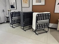 Lit pliant portable en gros avec matelas, lit pliant rapide en métal à roulettes pour invités, bureau, camping, OEM