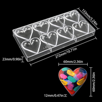 AK vente en gros 8 coeurs PC Polycarbonate moule à chocolat en plastique chocolat sucré moules plateau bonbons pâtisserie moules pour la Saint-Valentin