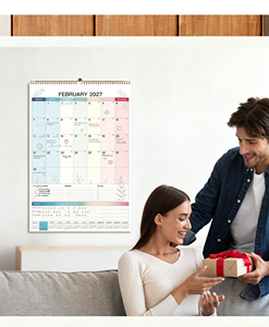 Calendrier mural anglais 2026-2027, grand format, planificateur mensuel, pour bureau et maison, suivi des objectifs, impression recto simple, pratique - Product Image 6