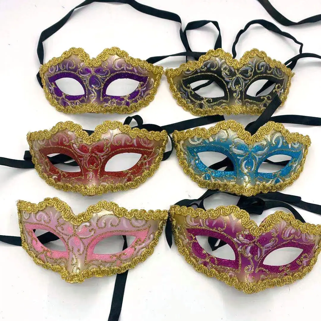 Forniture per feste natalizie maschera in plastica dipinta a 6 colori maschera per il trucco di venezia maschera per spettacoli teatrali