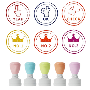 Tampons atomiques personnalisés en caoutchouc et plastique, ronds, à motif de dessin animé, avec logo sur mesure, pour le contrôle des devoirs et des assignments - Product Image 1