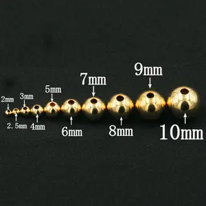 Perles d'espacement sans couture rondes remplies d'or 14K de qualité supérieure pour composants de bricolage accessoires de résultats de bijoux GF lisses