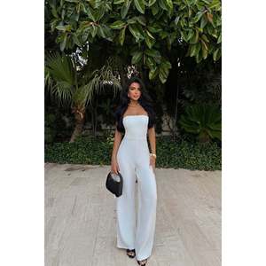 Combinaison sans bretelles en tissu tricoté blanc pour l'été - Product Image 3