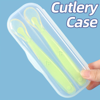 Boîte à couverts pour tout-petits SUNSHING en PP de qualité alimentaire, double compartiment, étui à couverts pour enfants, boîte à cuillères en plastique pour bébé, ensembles de couverts