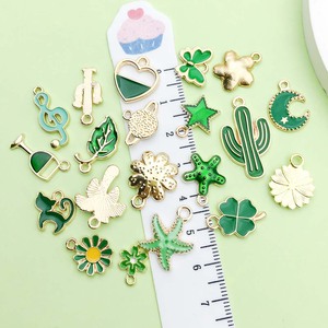 Green Alloy Pendant Charms Mixed Shapes For DIY Bracelet <b>Necklace</b> Jewelry Accessories Zinc Alloy Oil Dripping Finish - Product Image 3