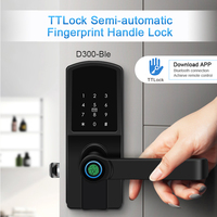 TTLock Serrure de porte intelligente avec poignée Serrure numérique biométrique à pêne dormant électronique sans clé pour porte avant/intérieure