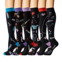Chaussettes de compression en nylon doux à dégradé, personnalisables OEM/ODM, durables pour le sport et la randonnée, avec bout et talon renforcés, écologiques