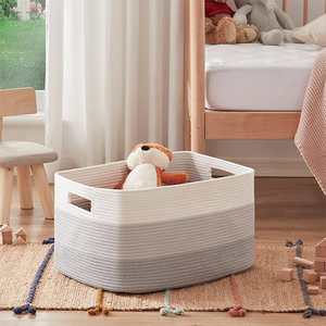 22&quot;x17&quot;x12&quot;<strong>Large</strong> Blanket <strong>Basket</strong>, Rectangle Woven <strong>Baskets</strong> For <strong>Storage</strong>, Nursery Blanket <strong>Basket</strong> Living Room, Toy <strong>Basket</strong> With Handle - Product Image 3