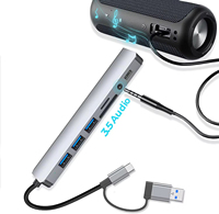 Docking Station Splitter USB Adapter 7-in-1 Tipe-C ke HDMI 5Gbps dari Aluminium Alloy, Laris Terjual untuk Laptop
