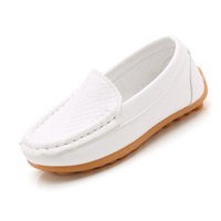 Chaussures plates décontractées pour garçons et filles, bout rond, en cuir souple, mocassins à enfiler, chaussures d'école pour enfants