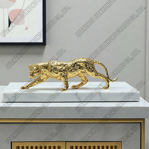 Hiện đại trừu tượng Vàng beo điêu khắc hình học nhựa Leopard bức tượng khuôn mạ vàng trang trí nội thất Quà Tặng thủ công trang trí - Product Image 2