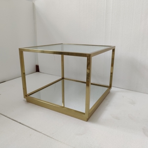 Hiện đại sang trọng thiết kế Bàn cà phê thiết lập đồ nội thất phòng khách thiết lập vuông vàng 304 <span class=keywords><strong>SS</strong></span> khung <span class=keywords><strong>centre</strong></span> Bảng kính gương Bàn cà phê - Product Image 3